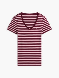 V-Neck Striped Favorite T-Shirt — Burgundy Combo 5