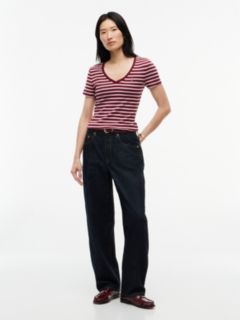 V-Neck Striped Favorite T-Shirt — Burgundy Combo 2