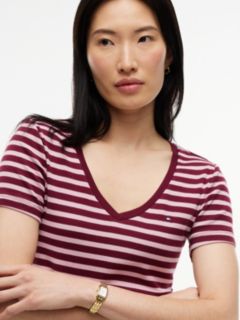 V-Neck Striped Favorite T-Shirt — Burgundy Combo 3