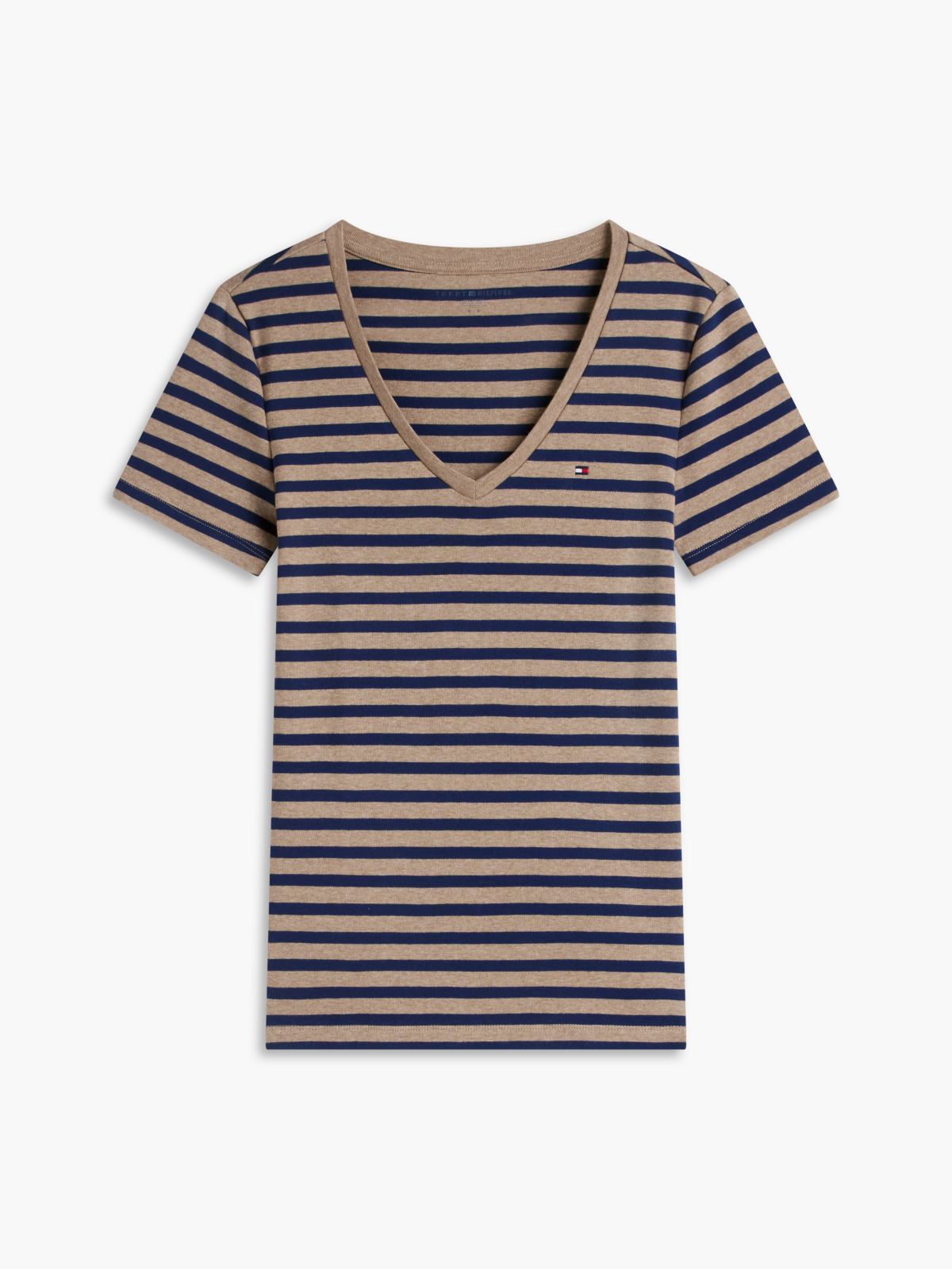 V-Neck Striped Favorite T-Shirt — Brown/Navy Stripe