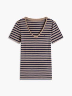 V-Neck Striped Favorite T-Shirt — Brown/Navy Stripe 5