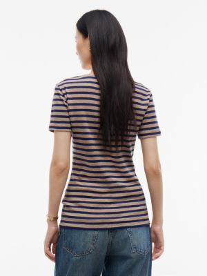 Женская футболка Tommy Hilfiger V-Neck Striped Favorite, цвет: Коричневый / Тёмно-синий полосатый — фото 4