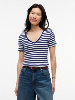 V-Neck Striped Favorite T-Shirt — Preppy Navy 1