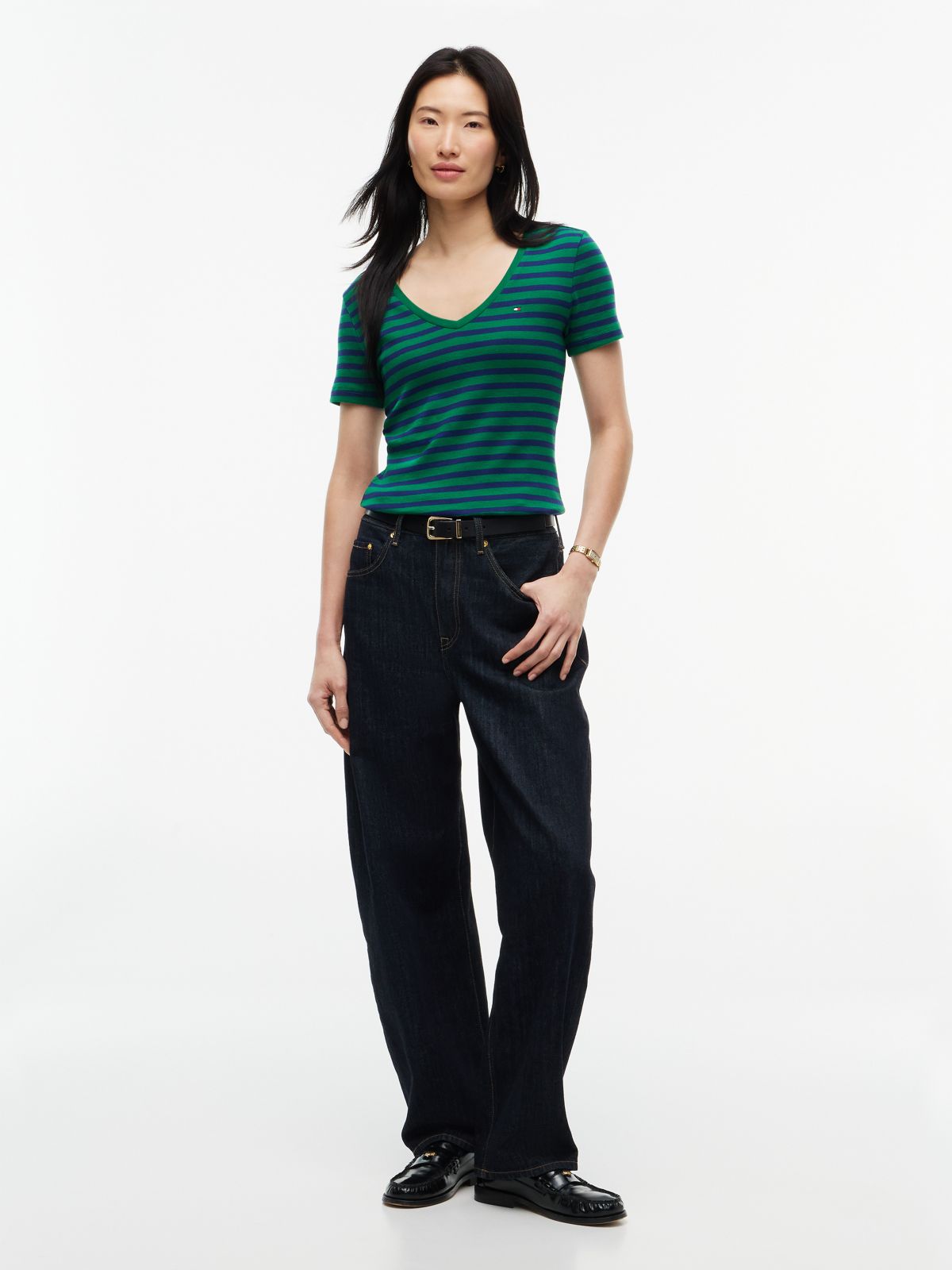 V-Neck Striped Favorite T-Shirt — Nouveau Green