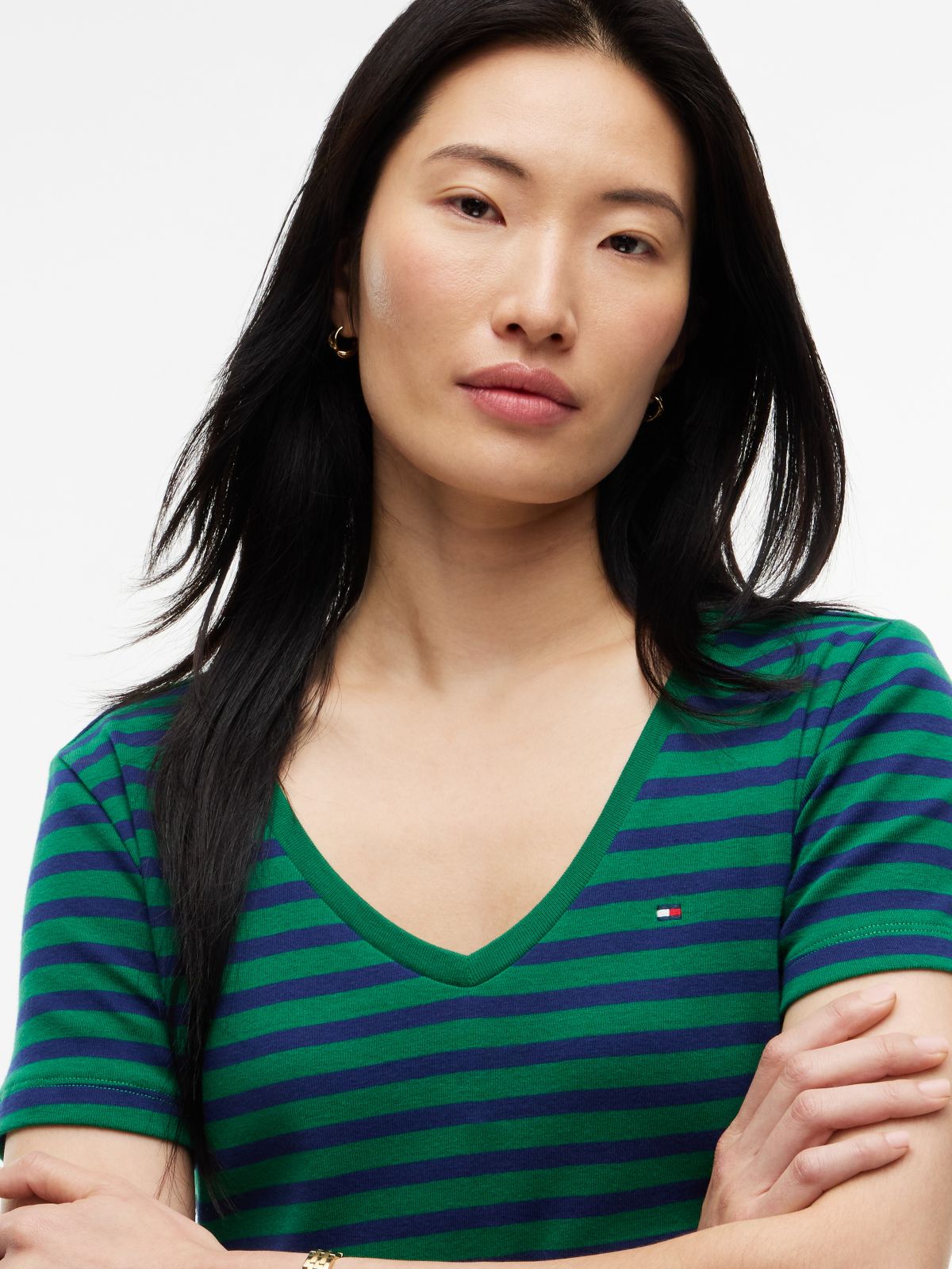 V-Neck Striped Favorite T-Shirt — Nouveau Green