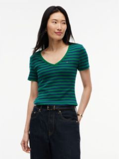 V-Neck Striped Favorite T-Shirt — Nouveau Green 1