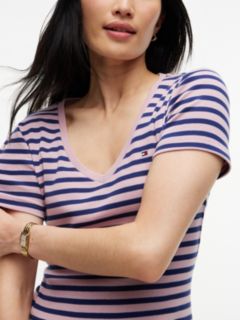 V-Neck Striped Favorite T-Shirt — Mystic Orchid 3