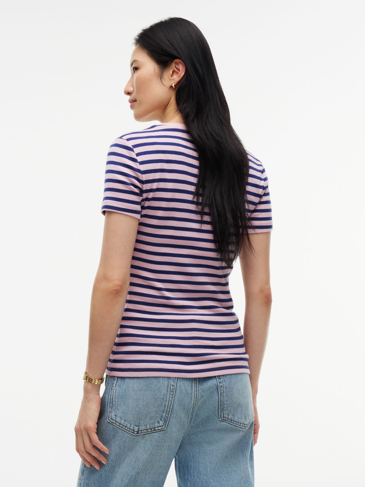 V-Neck Striped Favorite T-Shirt — Mystic Orchid