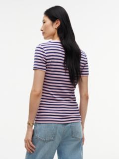 V-Neck Striped Favorite T-Shirt — Mystic Orchid 4