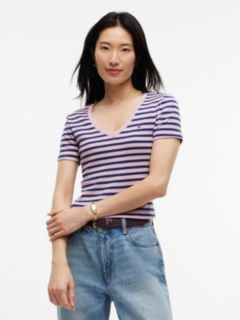 V-Neck Striped Favorite T-Shirt — Mystic Orchid 1