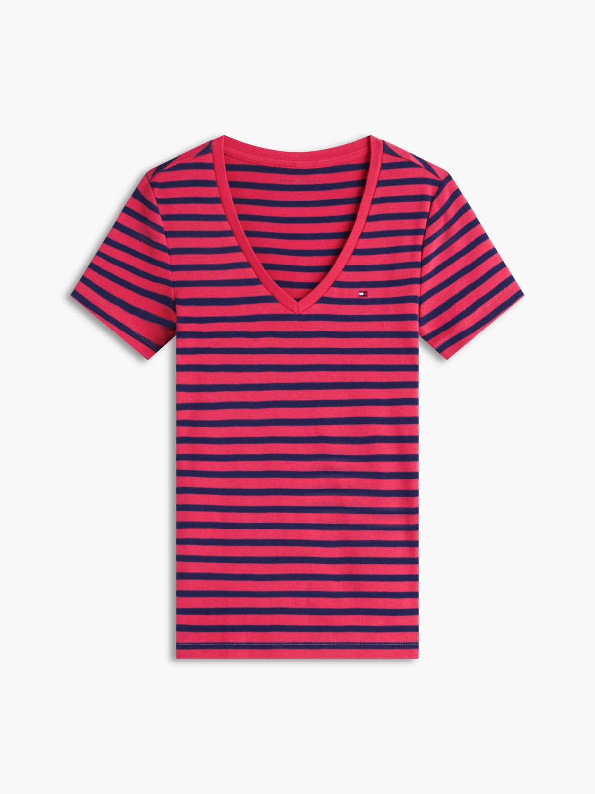 V-Neck Striped Favorite T-Shirt — Vintage Cerise