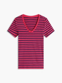 V-Neck Striped Favorite T-Shirt — Vintage Cerise 5