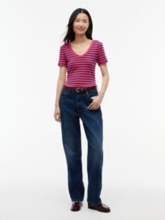 V-Neck Striped Favorite T-Shirt — Vintage Cerise 2