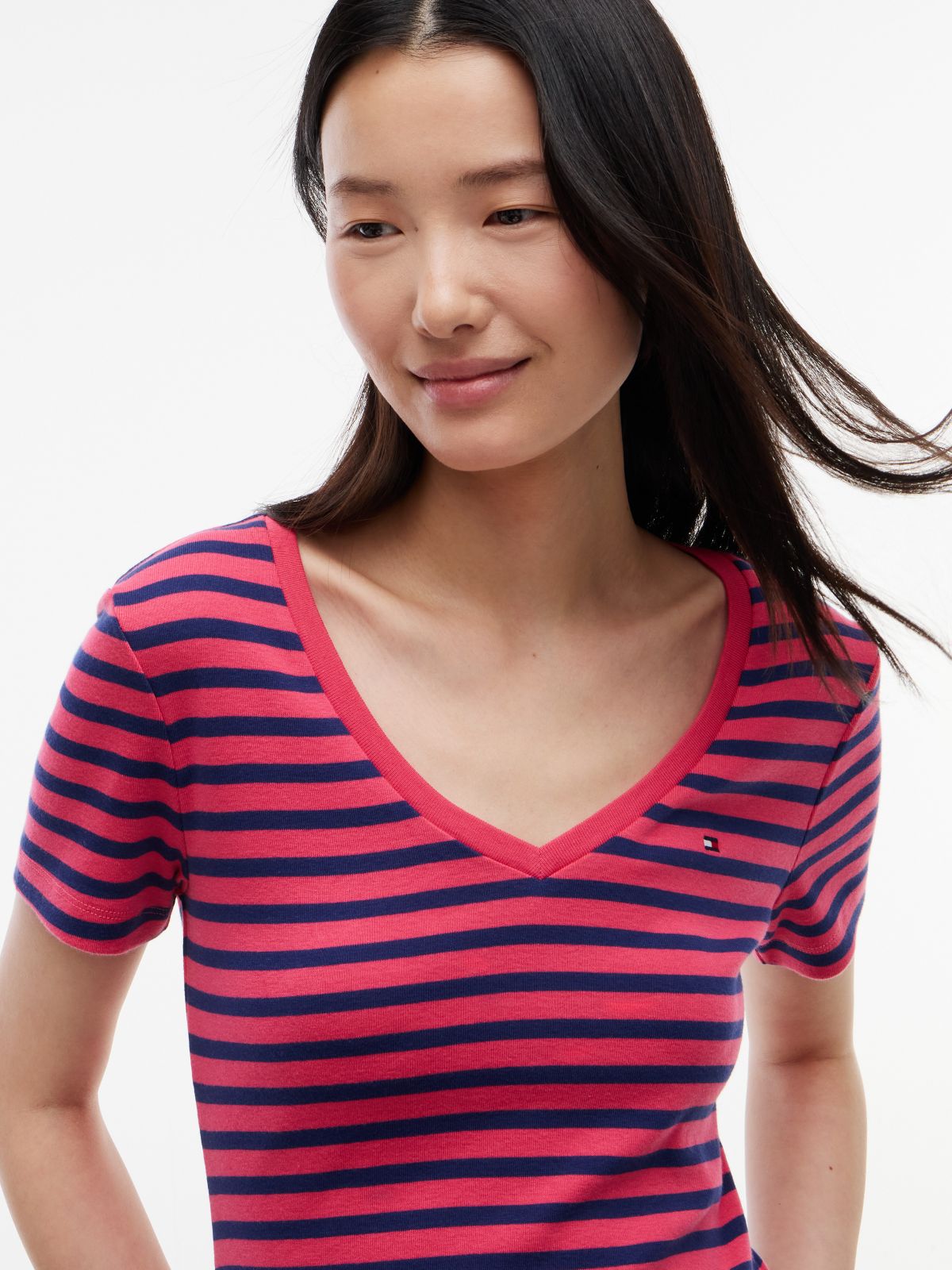 V-Neck Striped Favorite T-Shirt — Vintage Cerise