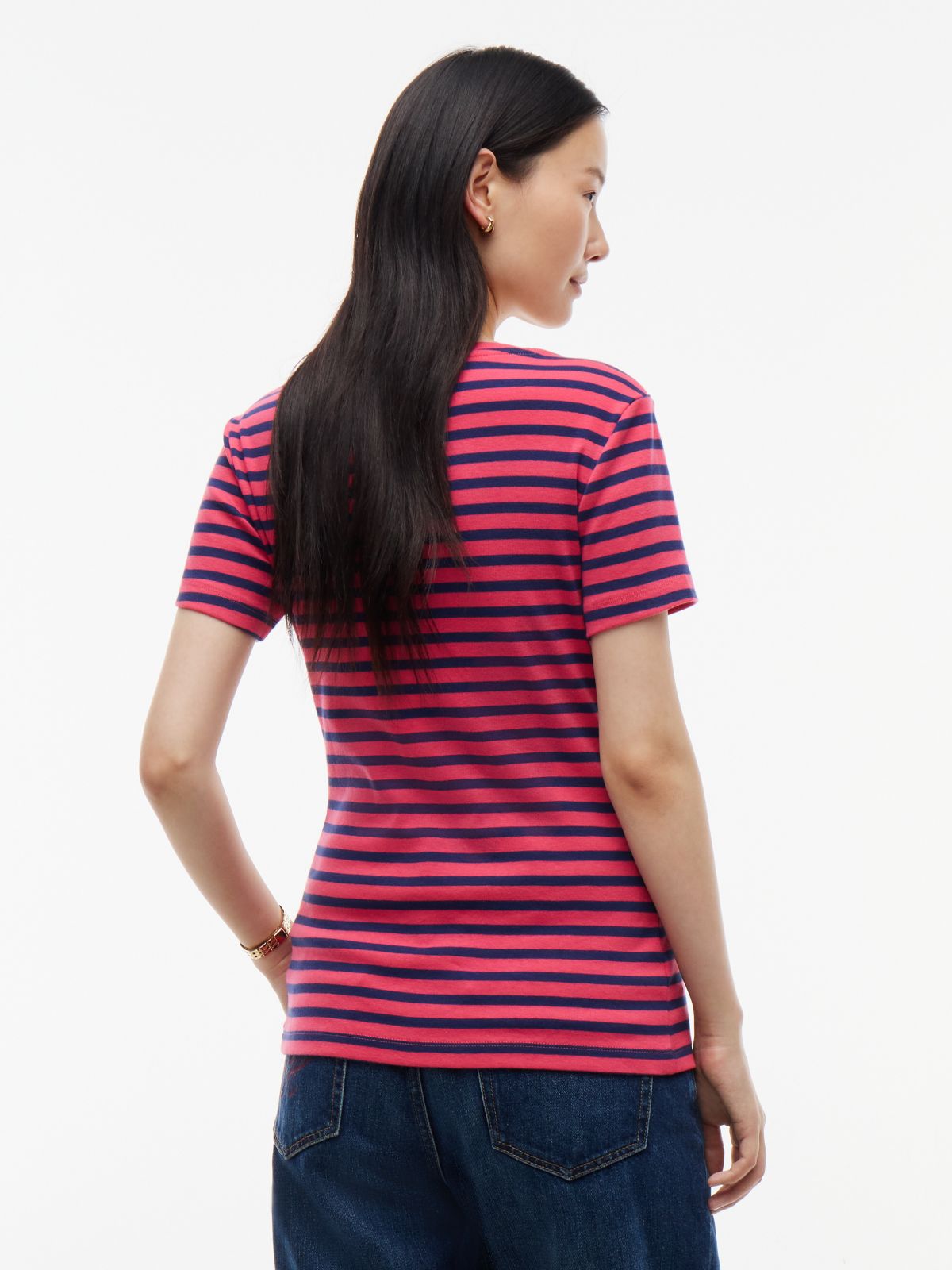 V-Neck Striped Favorite T-Shirt — Vintage Cerise