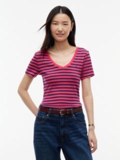 V-Neck Striped Favorite T-Shirt — Vintage Cerise 1