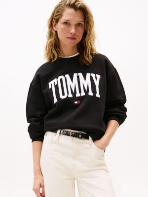 Tommy Logo Crewneck Sweatshirt, Black