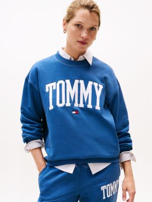 Varsity Tommy Logo Crewneck Sweatshirt, Fossil Blue