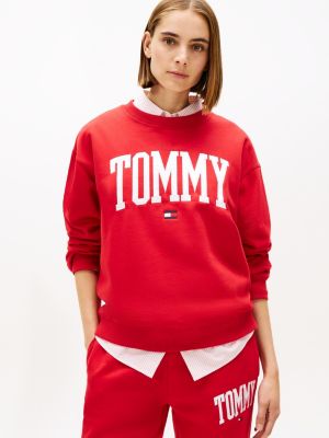 Varsity Tommy Logo Crewneck Sweatshirt, Primary Red