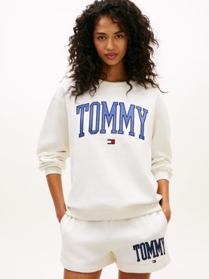 Varsity Tommy Logo Crewneck Sweatshirt, Ivory