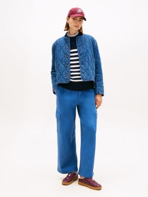 Tommy Flag Wide-Leg Cargo Sweatpant, Blue
