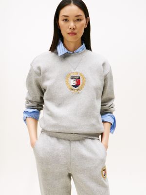 Crest Logo Fleece Sweatshirt, Grey