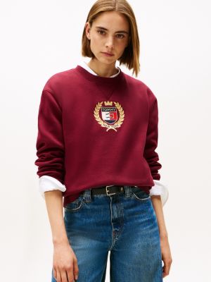 Crest Logo Fleece Sweatshirt, Burgundy