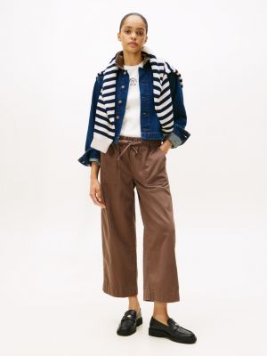 Herringbone Twill Wide-Leg Pant, Hot Coco