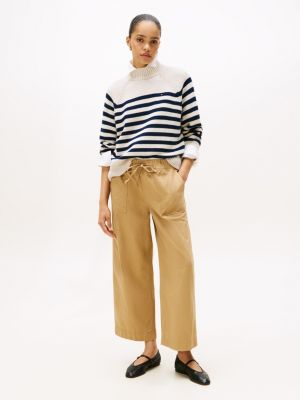 Herringbone Twill Wide-Leg Pant, Classic Khaki