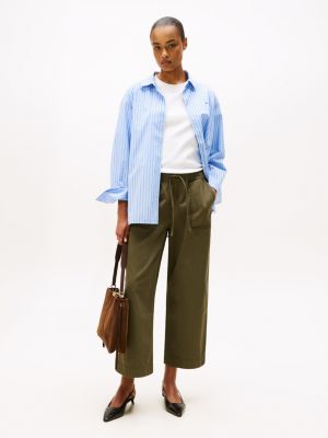 Herringbone Twill Wide-Leg Pant, Platinum Olive