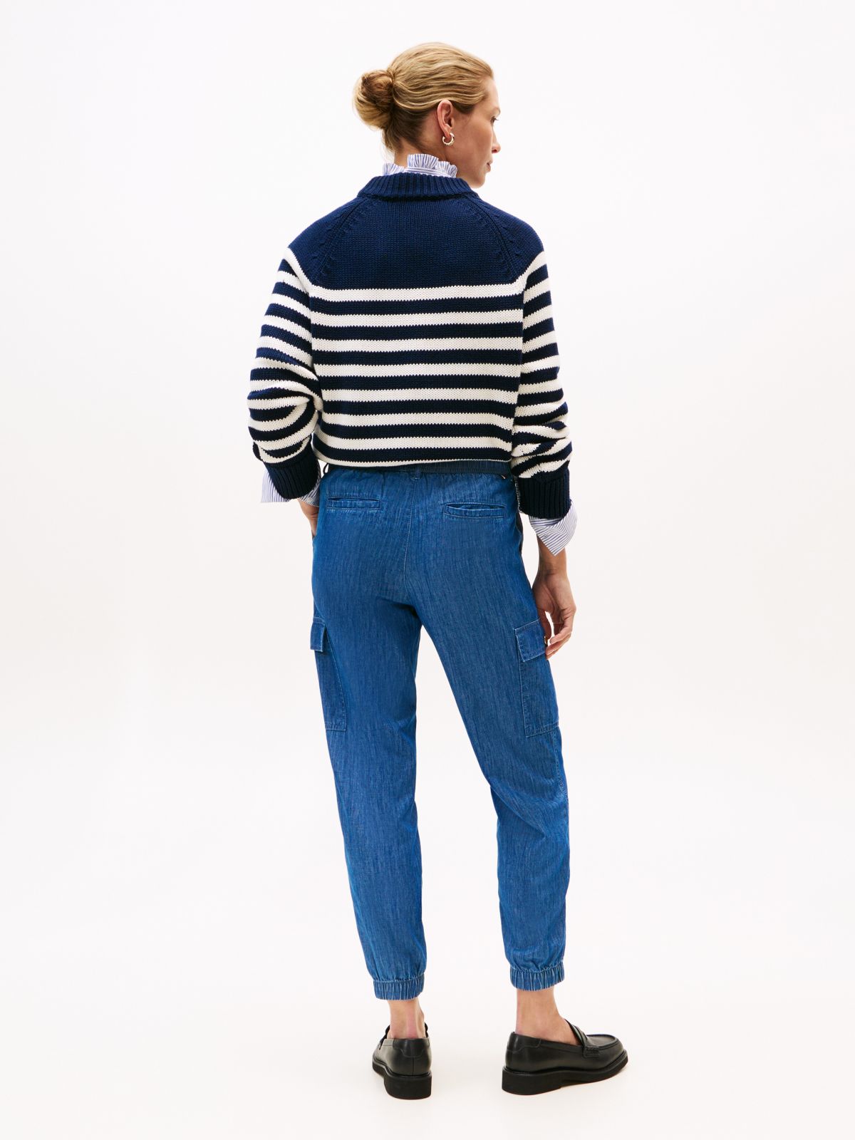 Belted Cargo Jogger — Dark Chambray