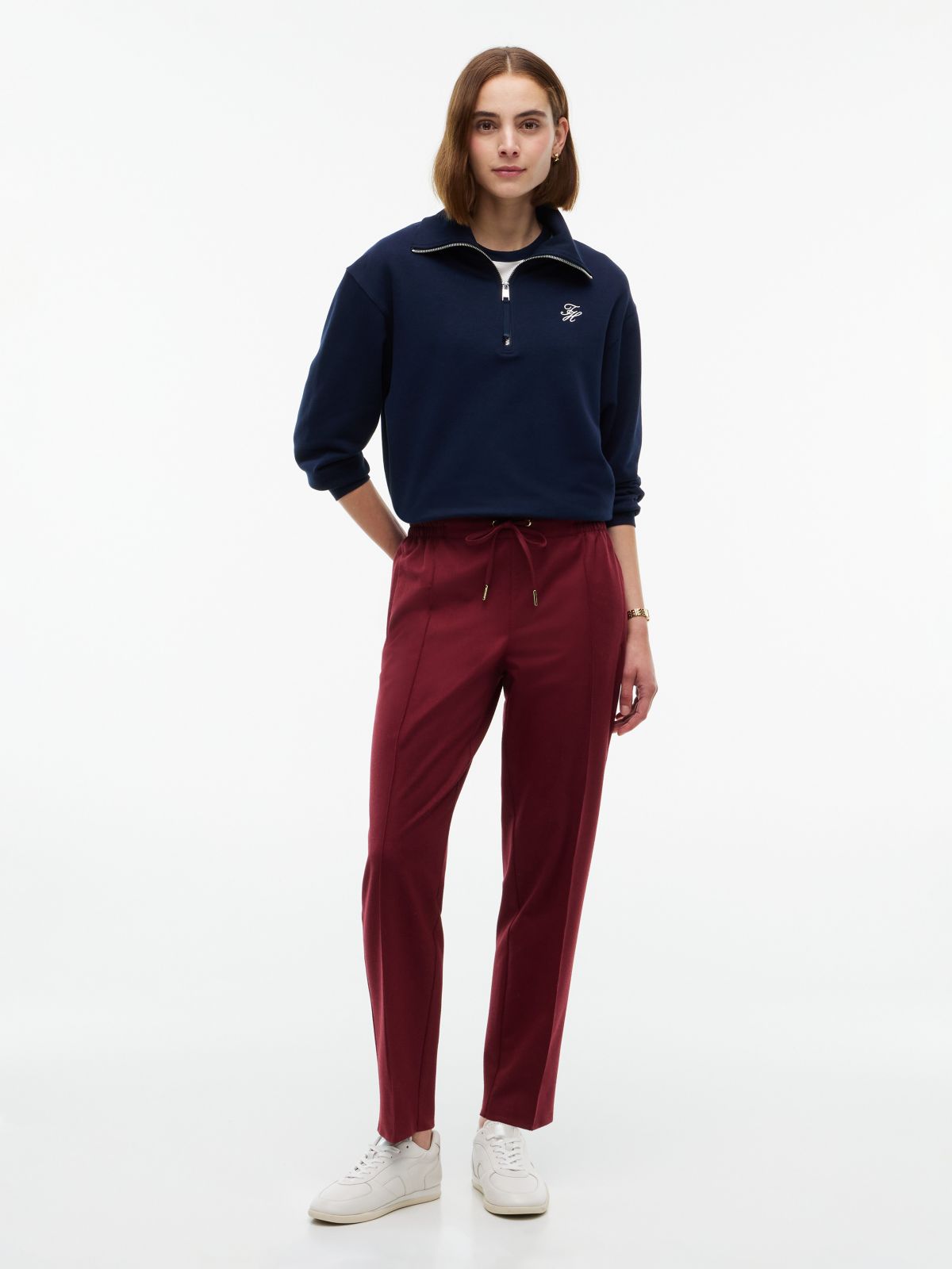 Tapered Drawstring Jogger Pant — Dark Red Header