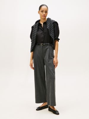 Stretch-Waist Wide Leg Pant, Dark Charcoal