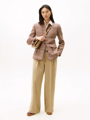 Stretch-Waist Wide Leg Pant, Beige