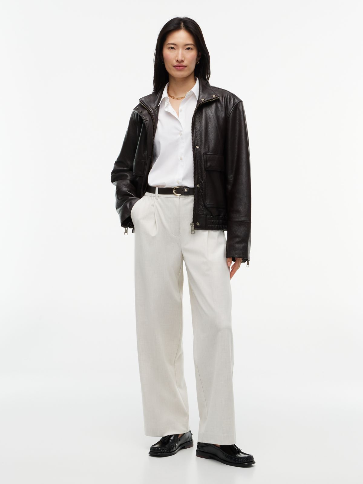 Stretch-Waist Wide Leg Pant — White