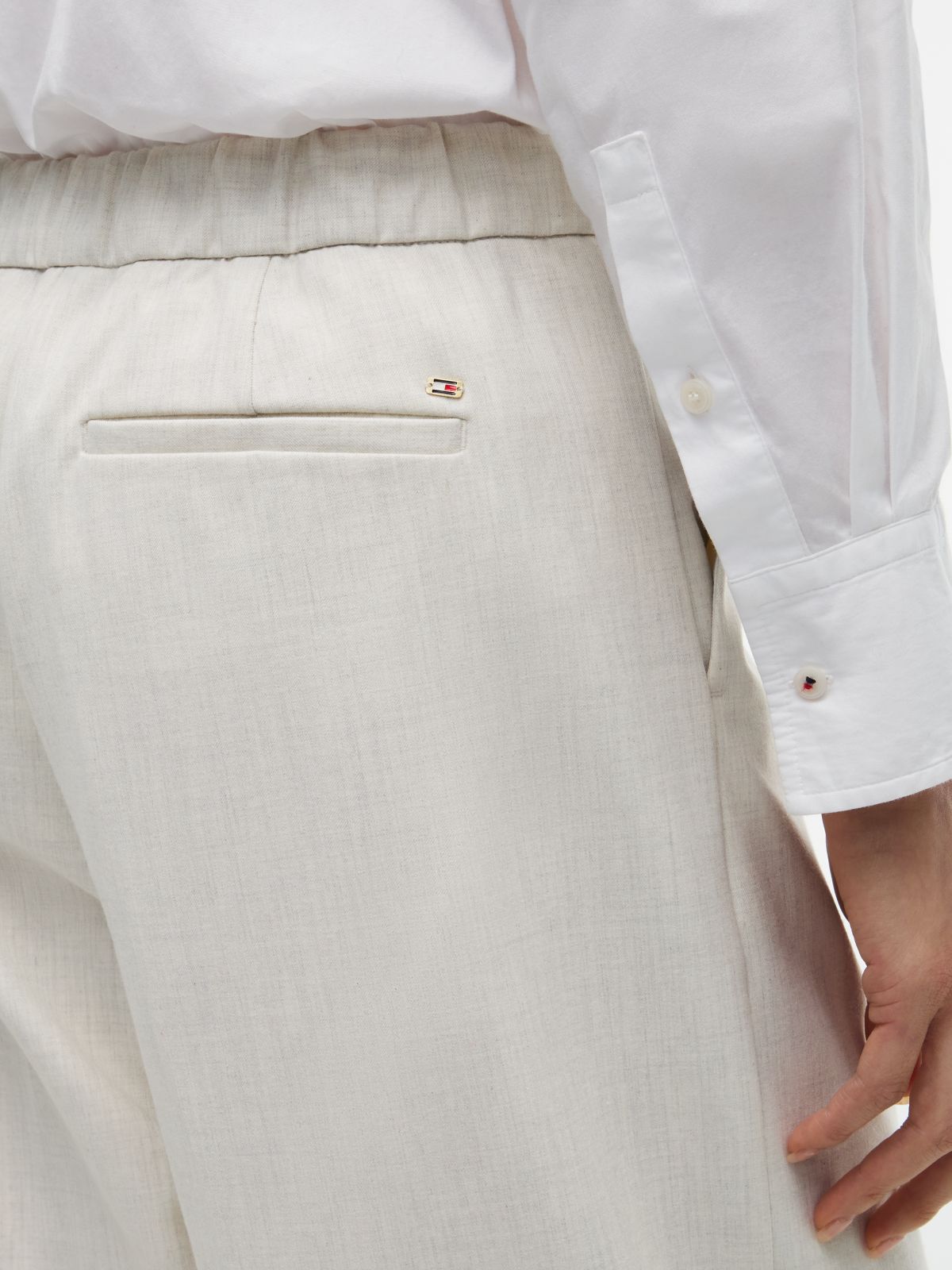 Stretch-Waist Wide Leg Pant — White