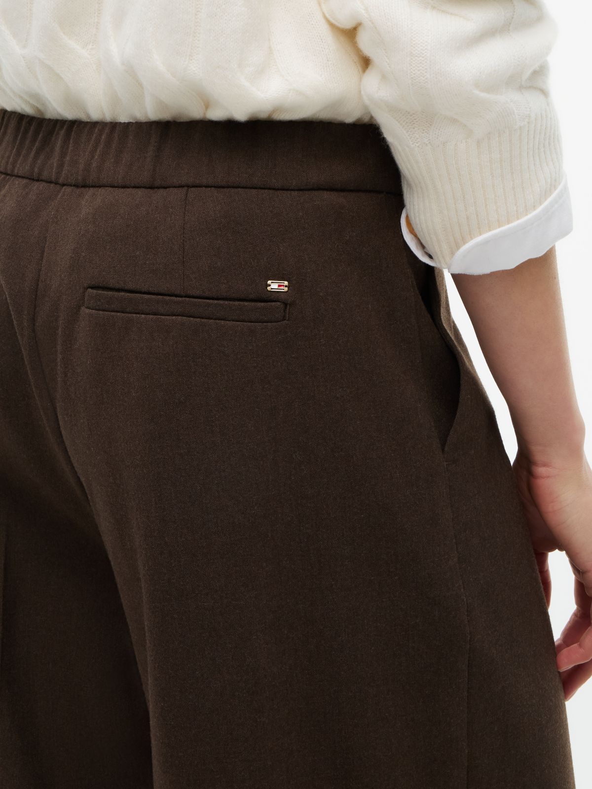 Stretch-Waist Wide Leg Pant — Brown Heather