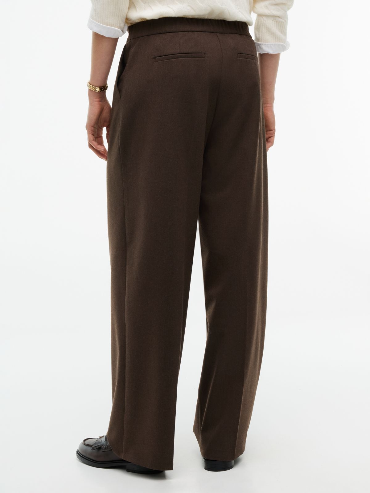 Stretch-Waist Wide Leg Pant — Brown Heather
