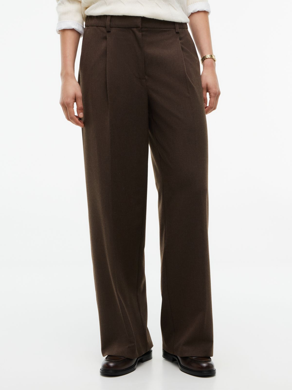 Stretch-Waist Wide Leg Pant — Brown Heather