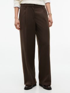 Stretch-Waist Wide Leg Pant — Brown Heather 1