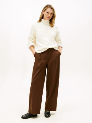 Stretch-Waist Wide Leg Pant, Legacy Brown