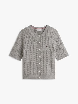 vintage △▽ knit Short-Sleeve Cable Knit Cardigan | Tommy Hilfiger Canada