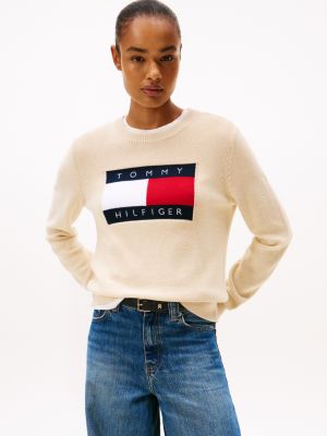 Heritage Flag Logo Sweater, Dark Beige