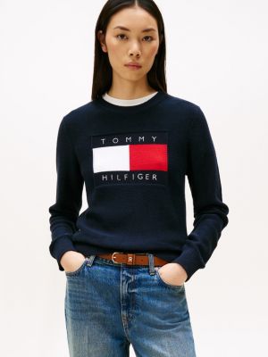 Heritage Flag Logo Sweater, Navy Blue