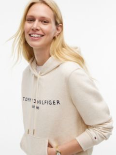 Tommy Logo Fleece Hoodie — Light Beige Heather 3