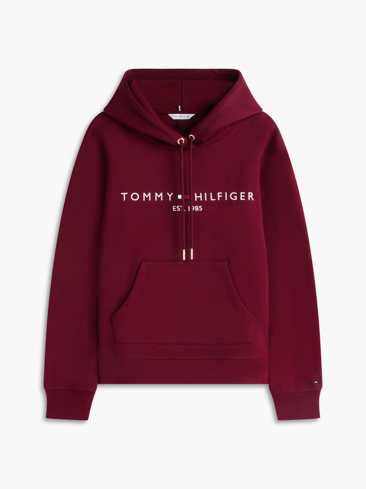 Tommy Logo Fleece Hoodie — Burgundy