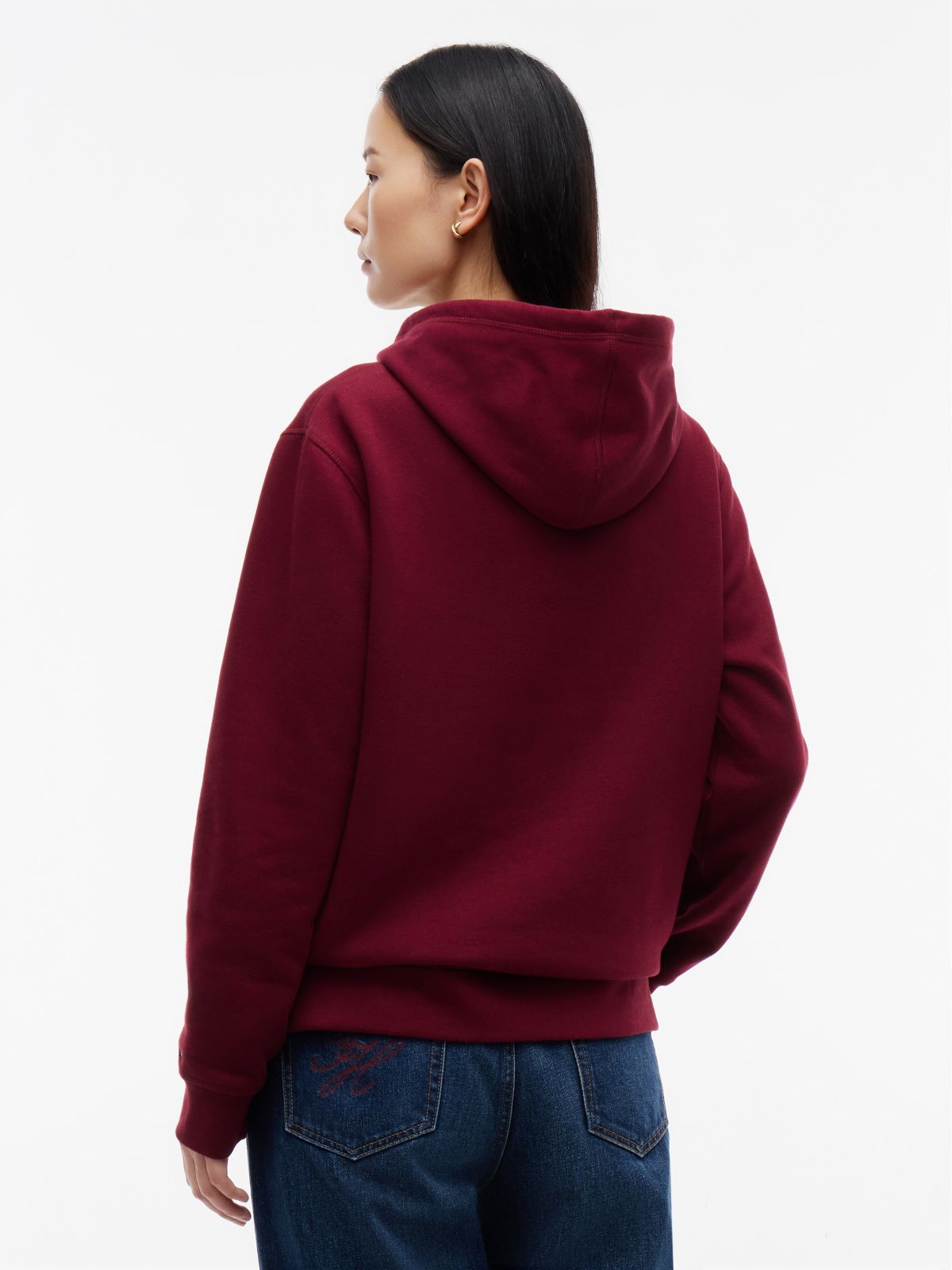 Tommy Logo Fleece Hoodie — Burgundy