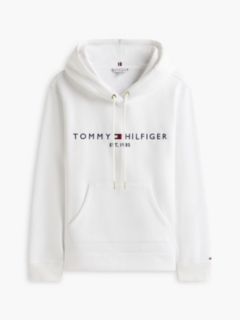 Tommy Logo Fleece Hoodie — Optic White 5