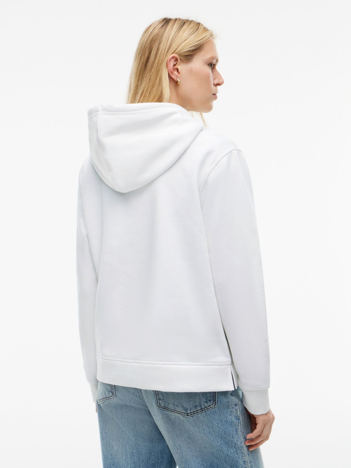 Tommy Logo Fleece Hoodie — Optic White