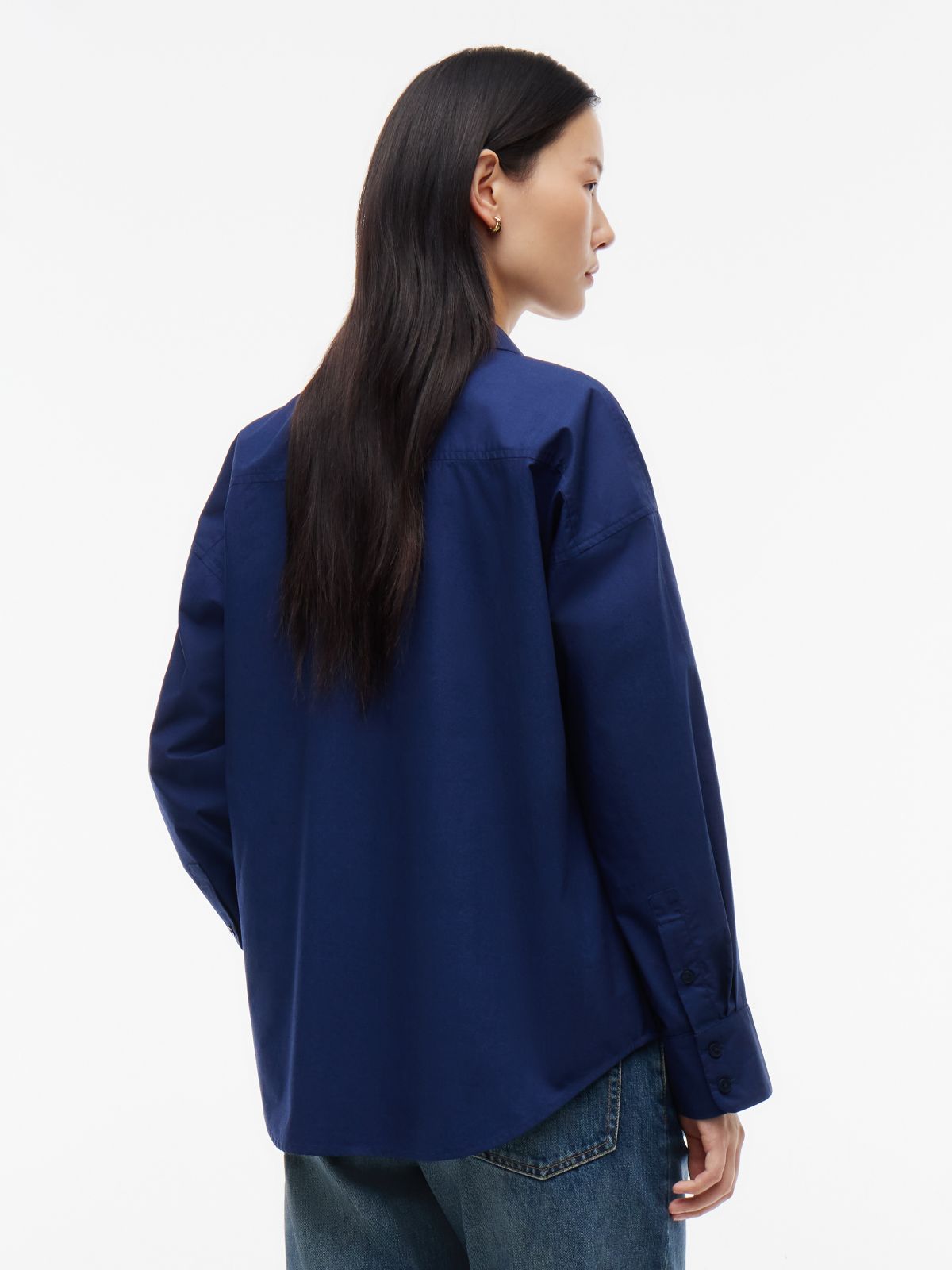 Relaxed Fit Cotton Shirt — Preppy Navy